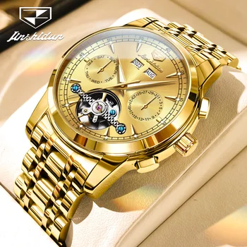 Оригинални мъжки часовници JSDUN, луксозни автоматични механични водоустойчив ръчен часовник, подарък за мъже от неръждаема стомана Relogio Masculino