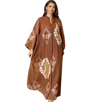 Арабското Вечерна рокля Абайя, Мюсюлмански халати за Близкия Изток, Луксозни Вечерни рокли с Дълги ръкави и Пайети, дамски официални рокли