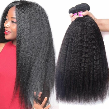Къдрава Директни Снопове Бразилски коса Remy за изграждане на 10-36 Инча, Коси, 100% Човешка коса, 1/3/4 бр. пакети за черни жени