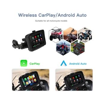 IPX7 Мотор Водоустойчив Дисплей 5 Инча Мотоциклет Безжична Apple Carplay Android Автоматичен Преносим Навигационния Екран